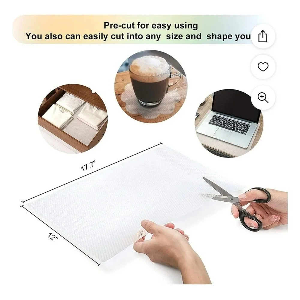 8 Pack Refrigerator Liners Waterproof Washable EVA Shelf Mats 17.7 x 12 Clear‎